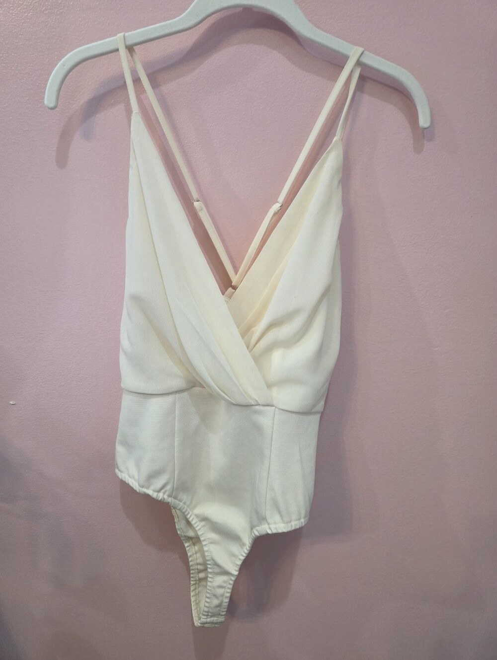 Windsor Ivory Surplice Strappy Back Thong Bodysuit Size Medium